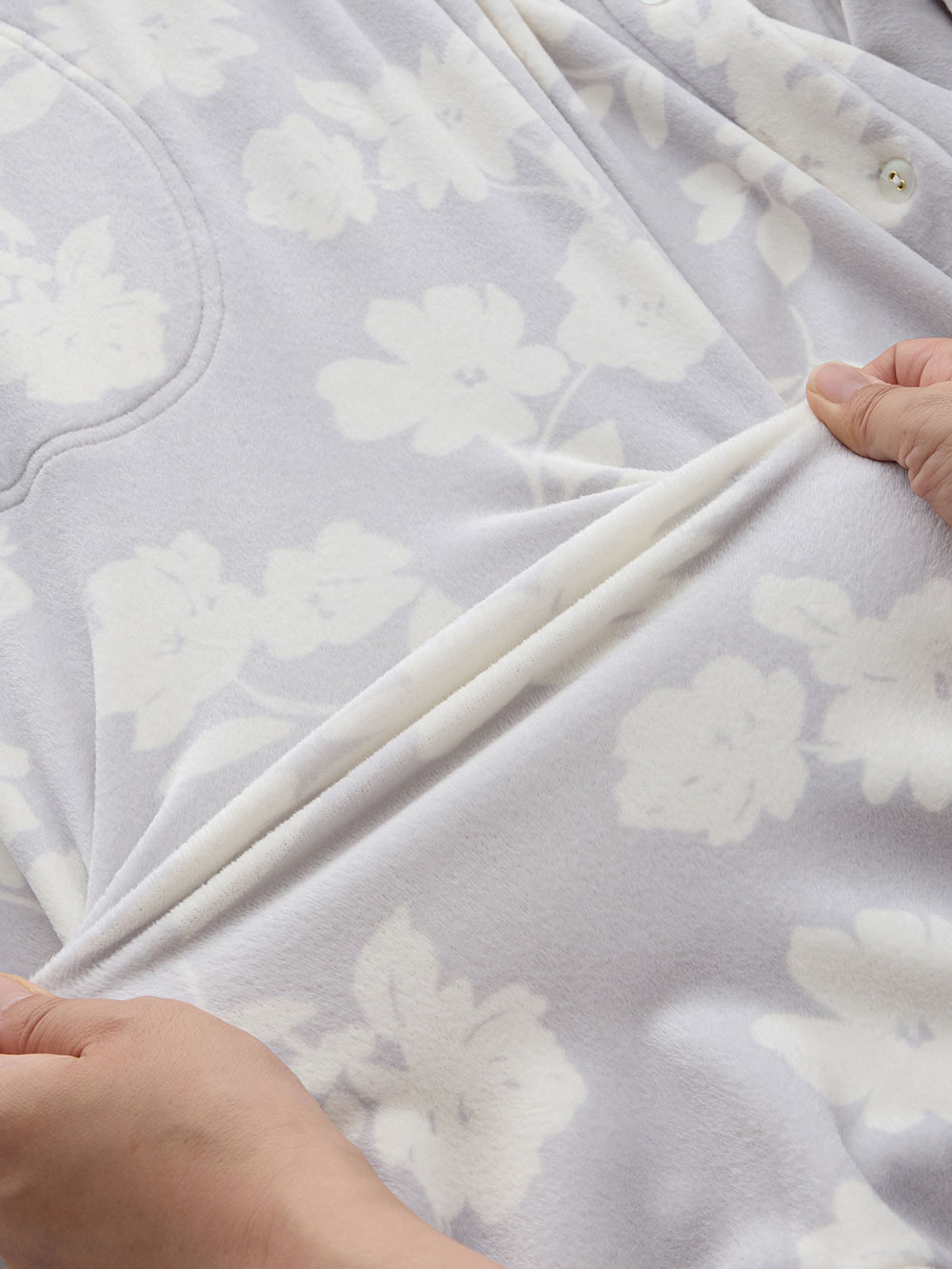 マタニティ パジャマ・ルームウェア|Rosemadame(ローズマダム)ストレッチベロア花柄ネグリジェ マタニティ・授乳パジャマ【産後まで長く使える】