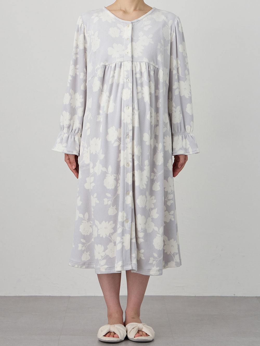 マタニティ パジャマ・ルームウェア|Rosemadame(ローズマダム)ストレッチベロア花柄ネグリジェ マタニティ・授乳パジャマ【産後まで長く使える】