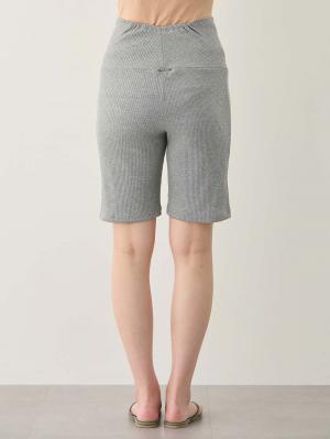 マタニティ パンツ|【選べる2丈】締め付けない綿混リブストレートレギンス【産後まで長く使える】|杢グレー(ハーフ丈)