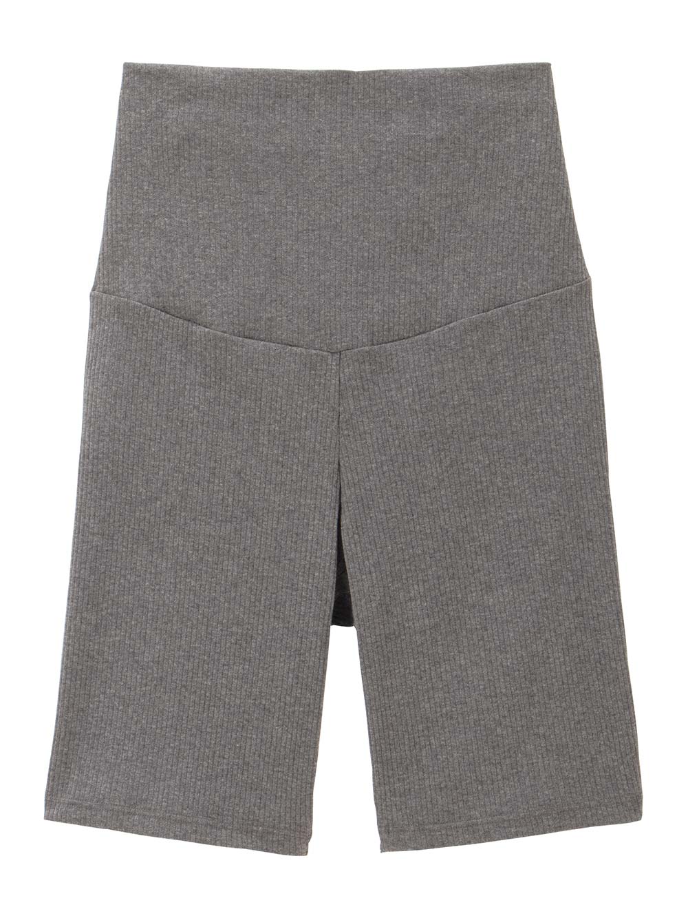 マタニティ パンツ|【選べる2丈】締め付けない綿混リブストレートレギンス【産後まで長く使える】|杢チャコール(ハーフ丈)