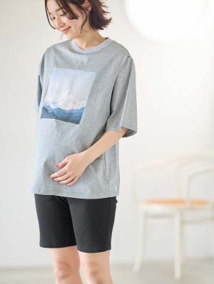 マタニティ パンツ|【選べる2丈】締め付けない綿混リブストレートレギンス【産後まで長く使える】|ブラック(ハーフ丈)