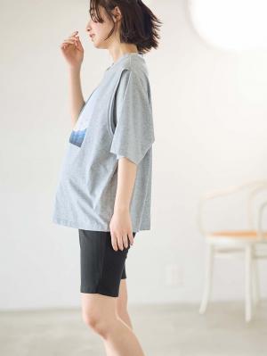 マタニティ パンツ|【選べる2丈】締め付けない綿混リブストレートレギンス【産後まで長く使える】|ブラック(ハーフ丈)