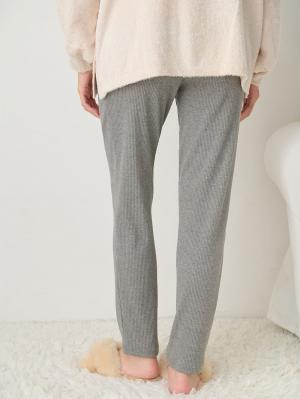 マタニティ パンツ|【選べる2丈】締め付けない綿混リブストレートレギンス【産後まで長く使える】|杢グレー