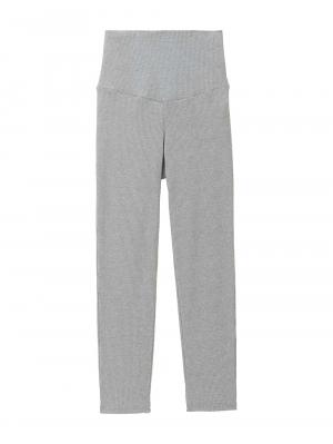 マタニティ パンツ|【選べる2丈】締め付けない綿混リブストレートレギンス【産後まで長く使える】|杢グレー