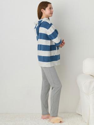 マタニティ パンツ|【選べる2丈】締め付けない綿混リブストレートレギンス【産後まで長く使える】|杢グレー