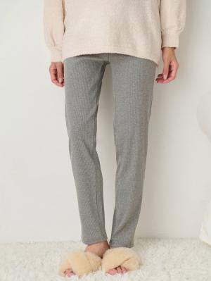 マタニティ パンツ|【選べる2丈】締め付けない綿混リブストレートレギンス【産後まで長く使える】|杢グレー