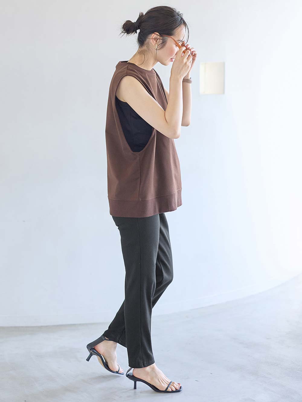 マタニティ パンツ|【選べる2丈】締め付けない綿混リブストレートレギンス【産後まで長く使える】|ブラック