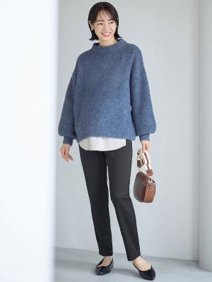 マタニティ パンツ|【選べる2丈】締め付けない綿混リブストレートレギンス【産後まで長く使える】|ブラック