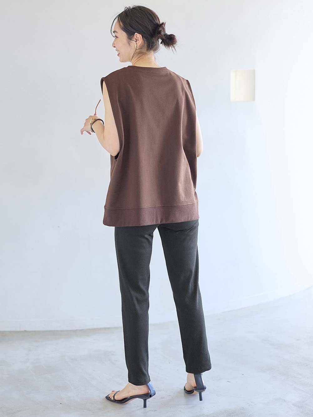 マタニティ パンツ|【選べる2丈】締め付けない綿混リブストレートレギンス【産後まで長く使える】|ブラック