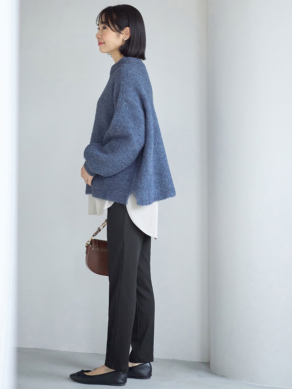 マタニティ パンツ|【選べる2丈】締め付けない綿混リブストレートレギンス【産後まで長く使える】|ブラック