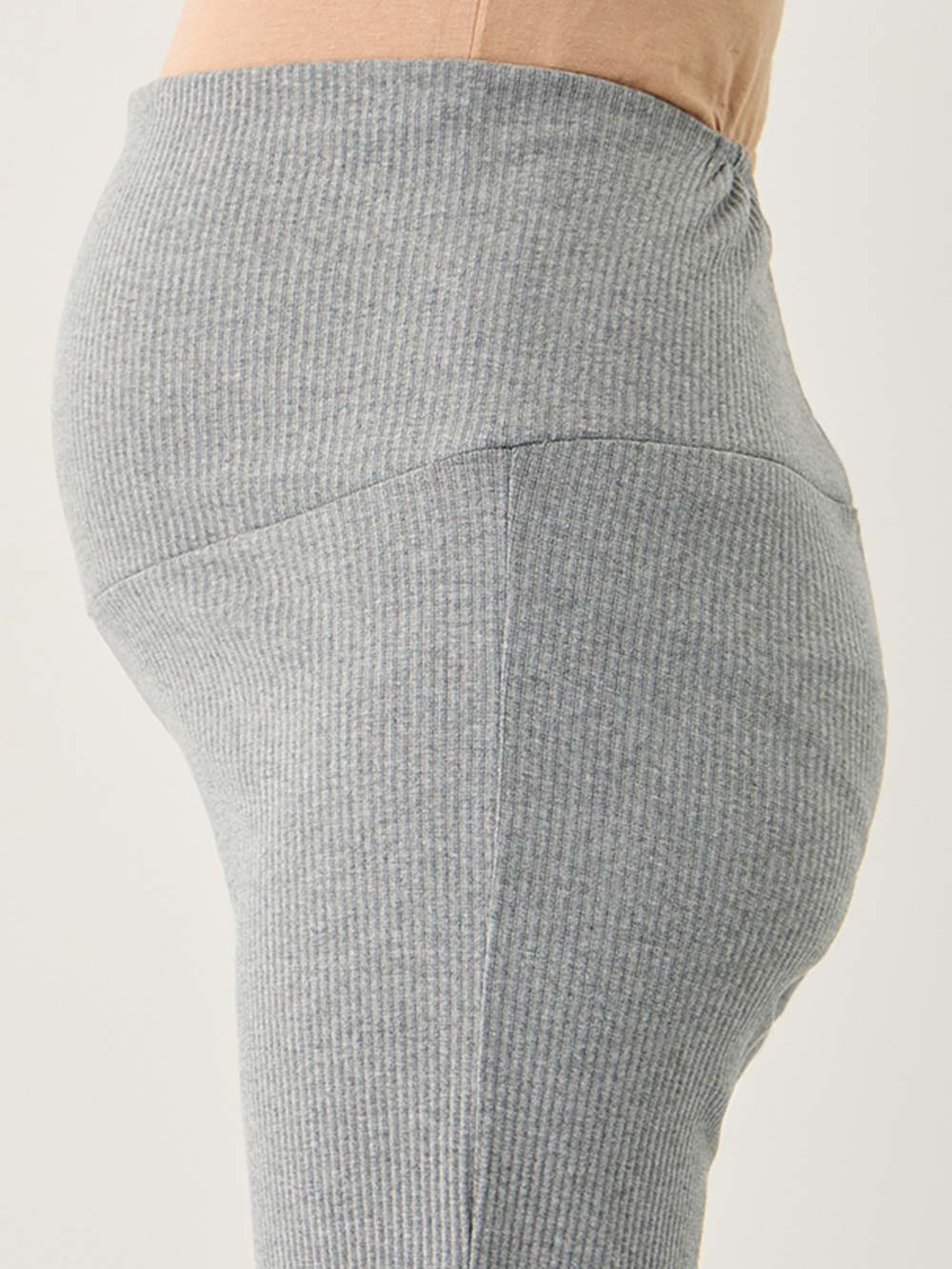 マタニティ パンツ|【選べる2丈】締め付けない綿混リブストレートレギンス【産後まで長く使える】