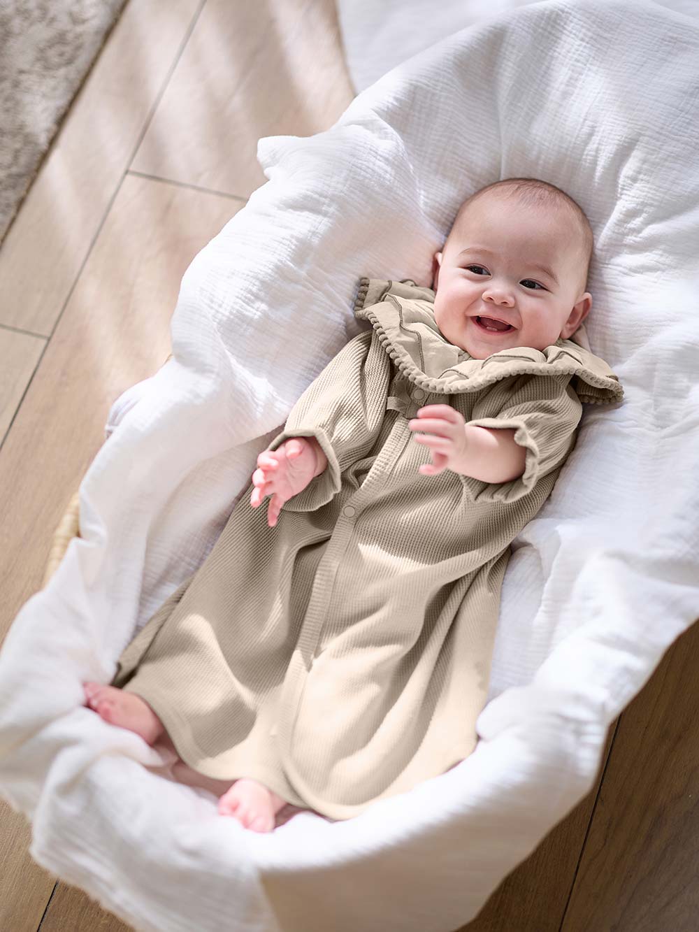 マタニティ ワンピース|【親子コーデ】ママ&ベビー退院着3点セット 出産準備 ギフト マタニティ・産後【出産後も長く使える】|ベージュ