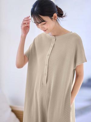 マタニティ ワンピース|【親子コーデ】ママ&ベビー退院着3点セット 出産準備 ギフト マタニティ・産後【出産後も長く使える】|ベージュ