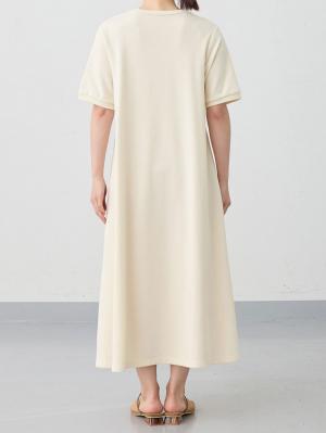 マタニティ ワンピース|【UV加工】綿混やわらかスウェット半袖フレアワンピース【出産後も長く使える】