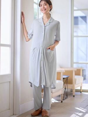 犬印本舗　さらっと快適半袖シャツパジャマ　マタニティ・授乳パジャマ【出産後も長く使える】10603