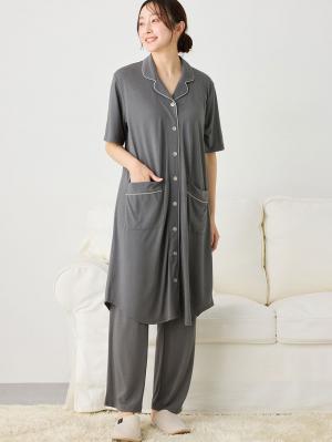 犬印本舗　さらっと快適半袖シャツパジャマ　マタニティ・授乳パジャマ【出産後も長く使える】10603