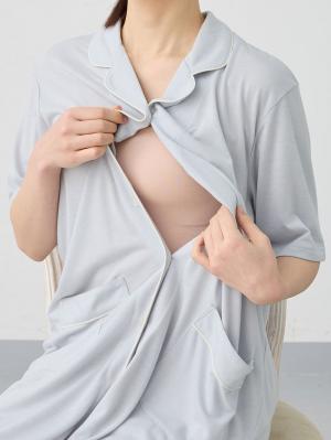 マタニティ パジャマ・ルームウェア|犬印本舗　さらっと快適半袖シャツパジャマ　マタニティ・授乳パジャマ【出産後も長く使える】