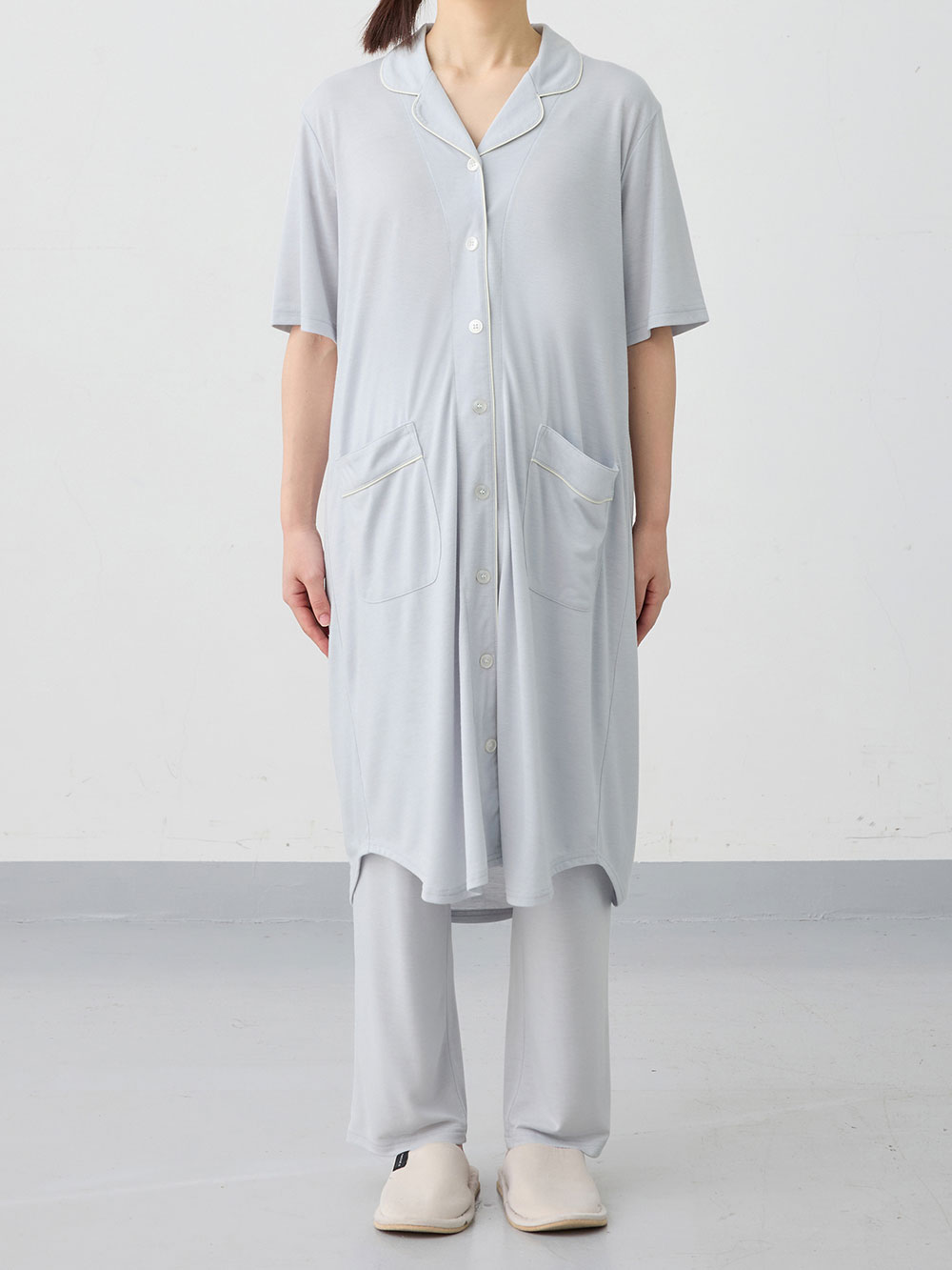 マタニティ パジャマ・ルームウェア|犬印本舗　さらっと快適半袖シャツパジャマ　マタニティ・授乳パジャマ【出産後も長く使える】