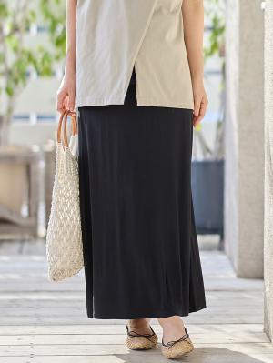 犬印本舗　シルクタッチ涼感ベリーフリーマキシスカート　マタニティ・産後【出産後も長く使える】10604