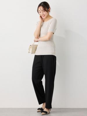 マタニティ パンツ|Rosemadame（ローズマダム）接触冷感カノコストレッチワイドテーパードパンツ　マタニティ・産後【出産後も長く使える】|ブラック