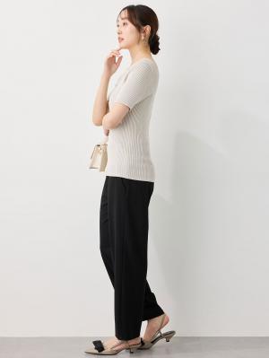 マタニティ パンツ|Rosemadame（ローズマダム）接触冷感カノコストレッチワイドテーパードパンツ　マタニティ・産後【出産後も長く使える】|ブラック