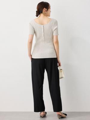 マタニティ パンツ|Rosemadame（ローズマダム）接触冷感カノコストレッチワイドテーパードパンツ　マタニティ・産後【出産後も長く使える】|ブラック