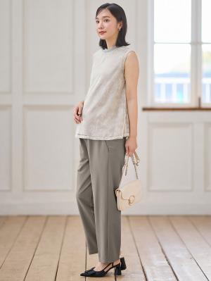 マタニティ パンツ|Rosemadame（ローズマダム）接触冷感カノコストレッチワイドテーパードパンツ　マタニティ・産後【出産後も長く使える】|モカ