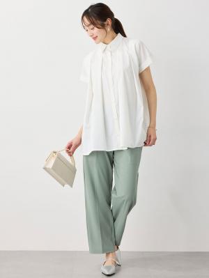 マタニティ パンツ|Rosemadame（ローズマダム）接触冷感カノコストレッチワイドテーパードパンツ　マタニティ・産後【出産後も長く使える】|グリーン