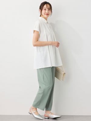 マタニティ パンツ|Rosemadame（ローズマダム）接触冷感カノコストレッチワイドテーパードパンツ　マタニティ・産後【出産後も長く使える】|グリーン