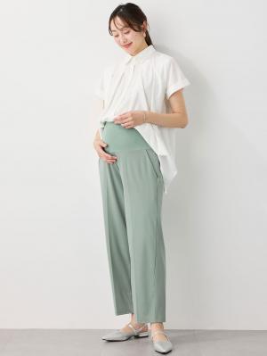 マタニティ パンツ|Rosemadame（ローズマダム）接触冷感カノコストレッチワイドテーパードパンツ　マタニティ・産後【出産後も長く使える】|グリーン