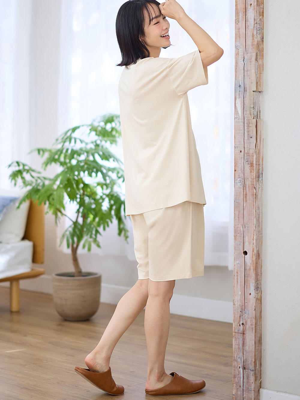 マタニティ パジャマ・ルームウェア|犬印本舗　【オーガニックコットン】綿100％　パジャマ3点セット　マタニティ・授乳パジャマ【出産後も長く使える】|エクリュ