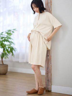 マタニティ パジャマ・ルームウェア|犬印本舗　【オーガニックコットン】綿100％　パジャマ3点セット　マタニティ・授乳パジャマ【出産後も長く使える】|エクリュ