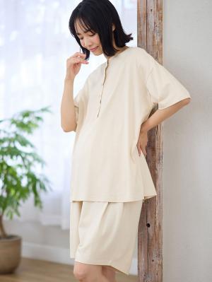 マタニティ パジャマ・ルームウェア|犬印本舗　【オーガニックコットン】綿100％　パジャマ3点セット　マタニティ・授乳パジャマ【出産後も長く使える】|エクリュ