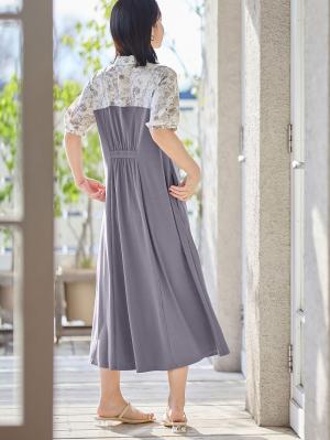 マタニティ ワンピース|ビスチェ風ワンピース マタニティ・産後授乳服【出産後も長く使える】|グレイッシュパープル