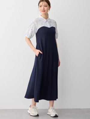 マタニティ ワンピース|ビスチェ風ワンピース マタニティ・産後授乳服【出産後も長く使える】|ネイビー