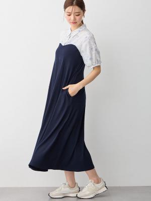 マタニティ ワンピース|ビスチェ風ワンピース マタニティ・産後授乳服【出産後も長く使える】|ネイビー