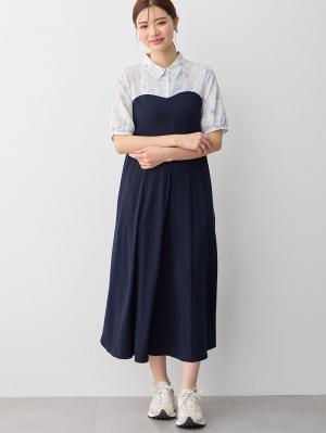 マタニティ ワンピース|ビスチェ風ワンピース マタニティ・産後授乳服【出産後も長く使える】|ネイビー