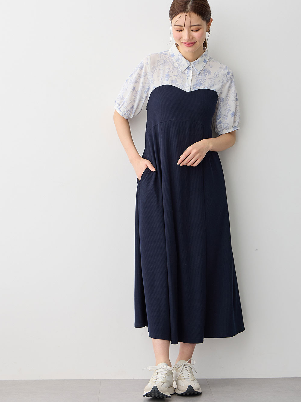 ビスチェ風ワンピース マタニティ・産後授乳服【出産後も長く