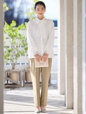 マタニティ トップス|【2WAY着用可】ボウタイ付きブラウス　マタニティ・授乳服【出産後も長く使える】|オフ