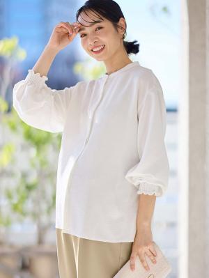 マタニティ トップス|【2WAY着用可】ボウタイ付きブラウス　マタニティ・授乳服【出産後も長く使える】|オフ