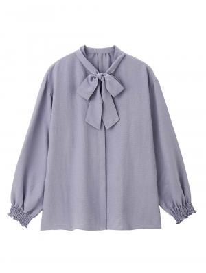 マタニティ トップス|【2WAY着用可】ボウタイ付きブラウス　マタニティ・授乳服【出産後も長く使える】|ブルー