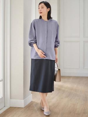 マタニティ トップス|【2WAY着用可】ボウタイ付きブラウス　マタニティ・授乳服【出産後も長く使える】|ブルー