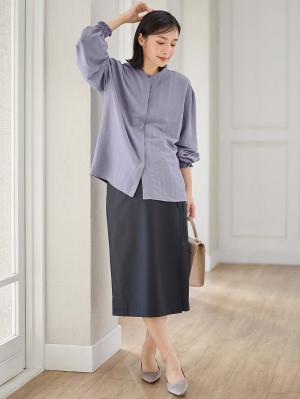 マタニティ トップス|【2WAY着用可】ボウタイ付きブラウス　マタニティ・授乳服【出産後も長く使える】|ブルー