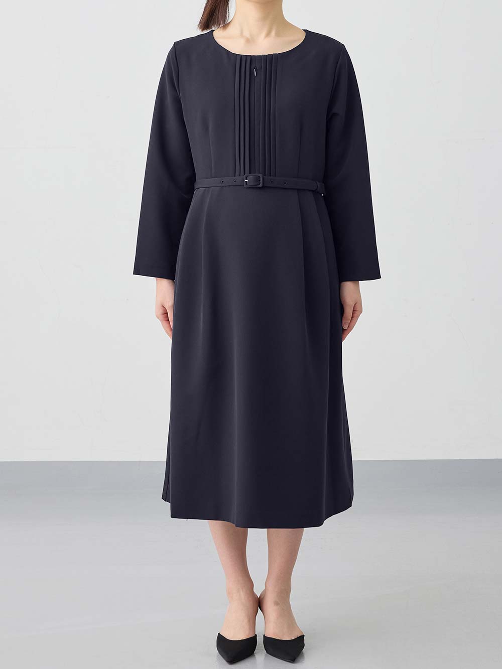 マタニティ ワンピース|ストレッチサイドタックフレアワンピース　マタニティ・授乳服【出産後も長く使える】