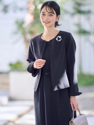 マタニティ トップス|ノーカラージャケット　マタニティ・産後授乳服【出産後も長く使える】|ネイビー