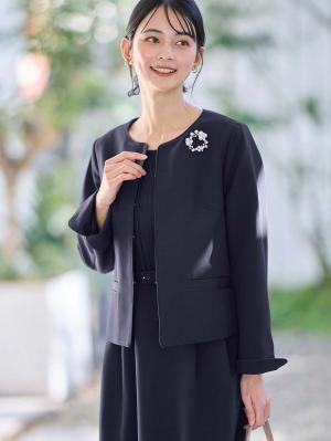 マタニティ トップス|ノーカラージャケット　マタニティ・産後授乳服【出産後も長く使える】|ネイビー