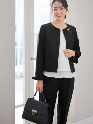 マタニティ トップス|ノーカラージャケット　マタニティ・産後授乳服【出産後も長く使える】|ブラック