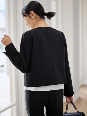 マタニティ トップス|ノーカラージャケット　マタニティ・産後授乳服【出産後も長く使える】|ブラック