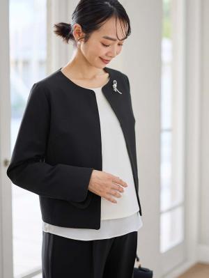 ノーカラージャケット　マタニティ・産後授乳服【出産後も長く使える】10611