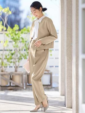 マタニティ トップス|ノーカラージャケット　マタニティ・産後授乳服【出産後も長く使える】|ベージュ